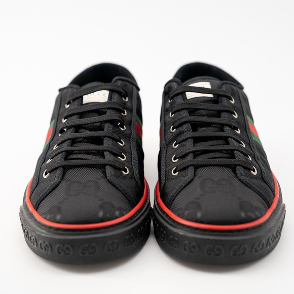 Size 13G 13.5 US Gucci Tennis 1977 Off the Grid Low Black Canvas Sneakers GG - Picture 2 of 10